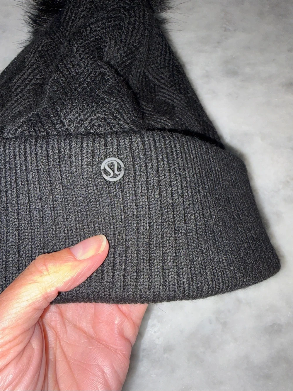 lululemon athletica Black Cable Knit Pom Beanie - Picture 2 of 4